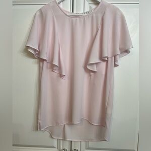 Chaus Size Small Soft Pink Short Sleeve Blouse Button at Nape Billowy Shirt Top